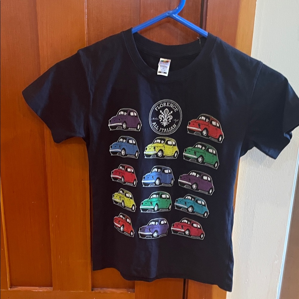 Ellie Kids Black T-Shirt with Multicolor Car Design